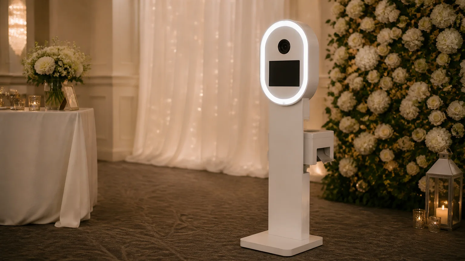 Contoh photobooth untuk wedding atau private event dengan alur tamu yang perlu dipikirkan sejak awal.