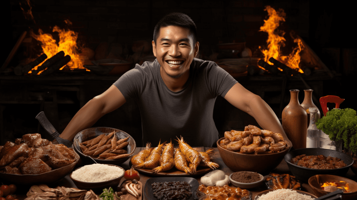 Pria memasak makanan favoritnya