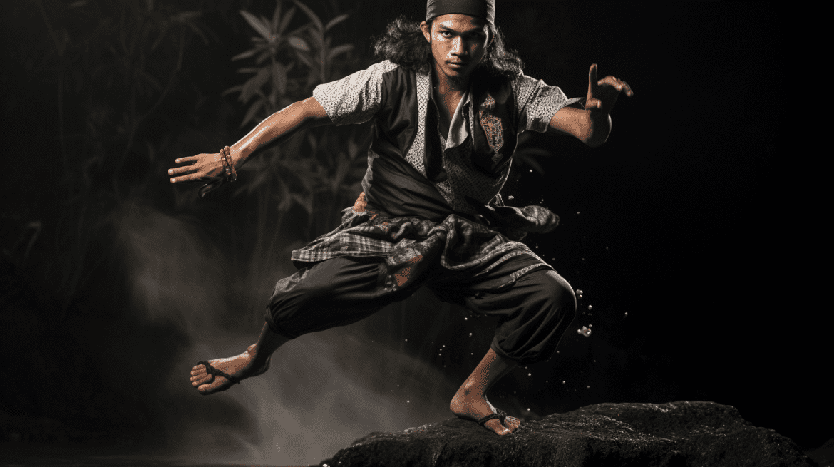 Gaya foto berdiri dengan satu kaki