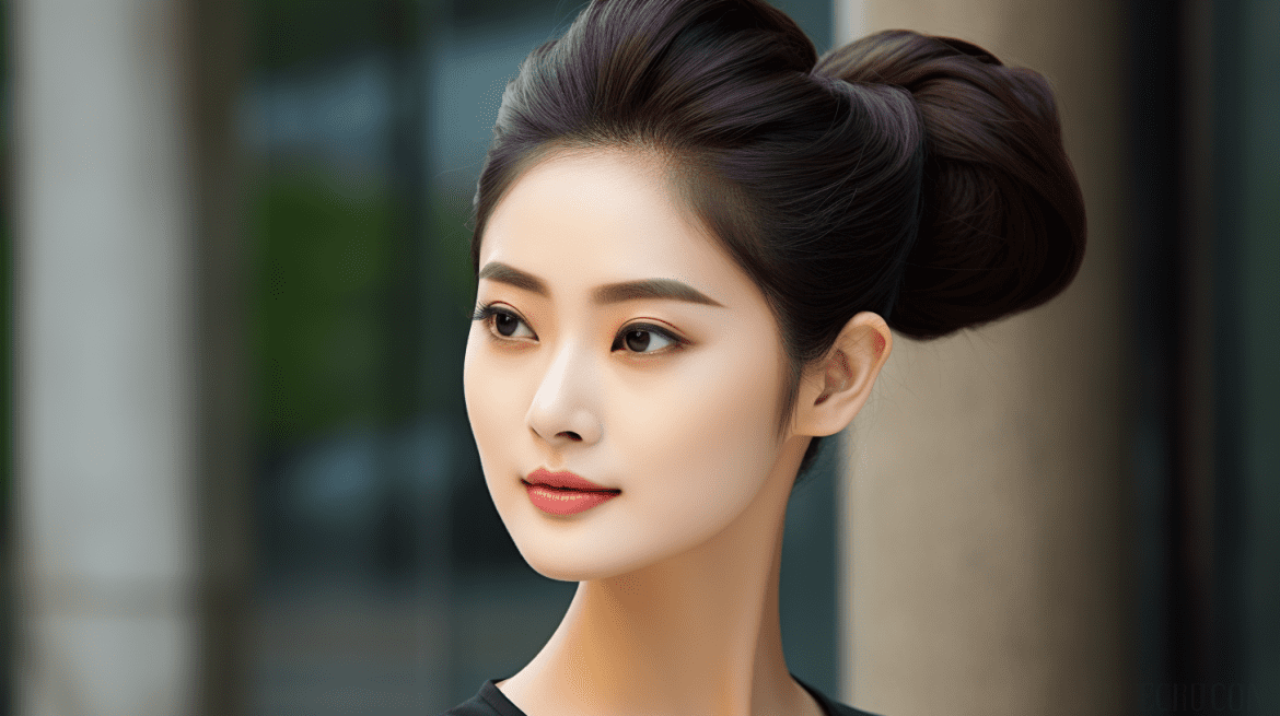 Model rambut bun updo untuk wajah bulat