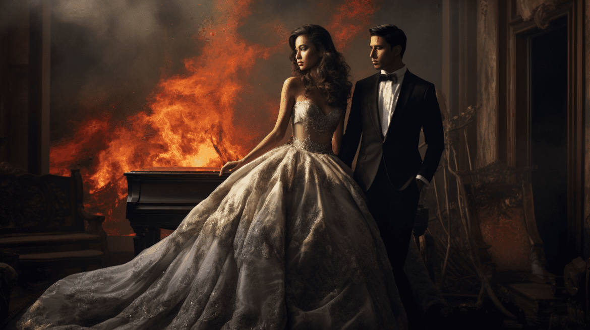 Foto prewedding dengan tema dramatis