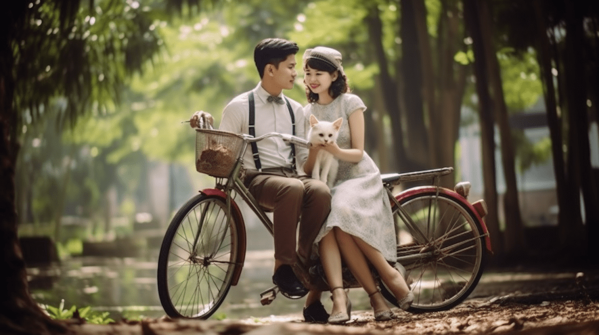 Foto prewedding dengan tema vintage