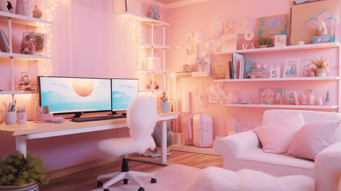 Desain kamar gaming feminin