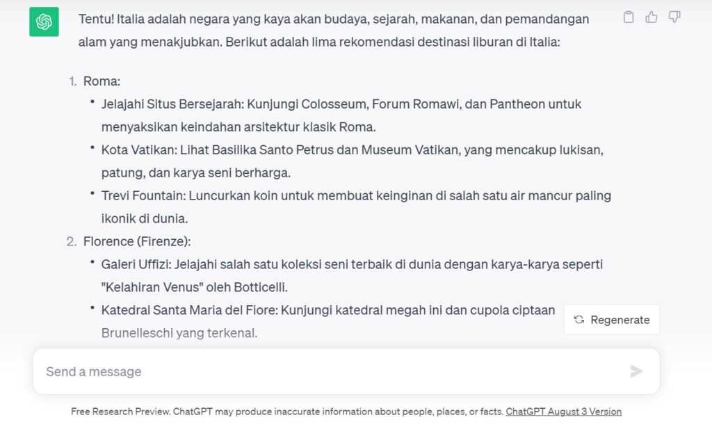 Contoh respons ChatGPT