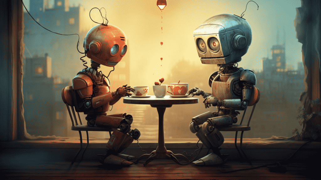 Ilustrasi robot berkencan