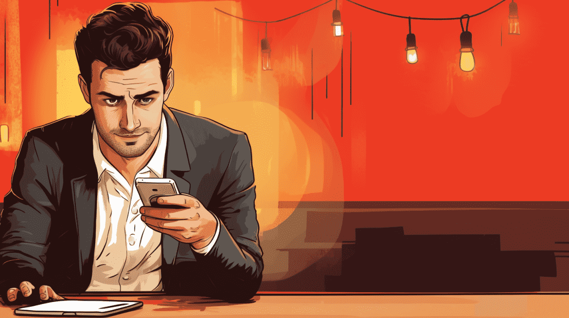 Ilustrasi orang memegang smartphone