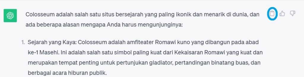 Tombol copy response ChatGPT