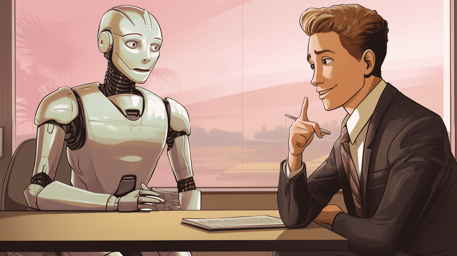 Ilustrasi pekerja dan robot AI - prompt ChatGPT untuk karier