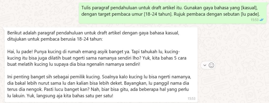 Contoh paragraf pembuka Aruna AI
